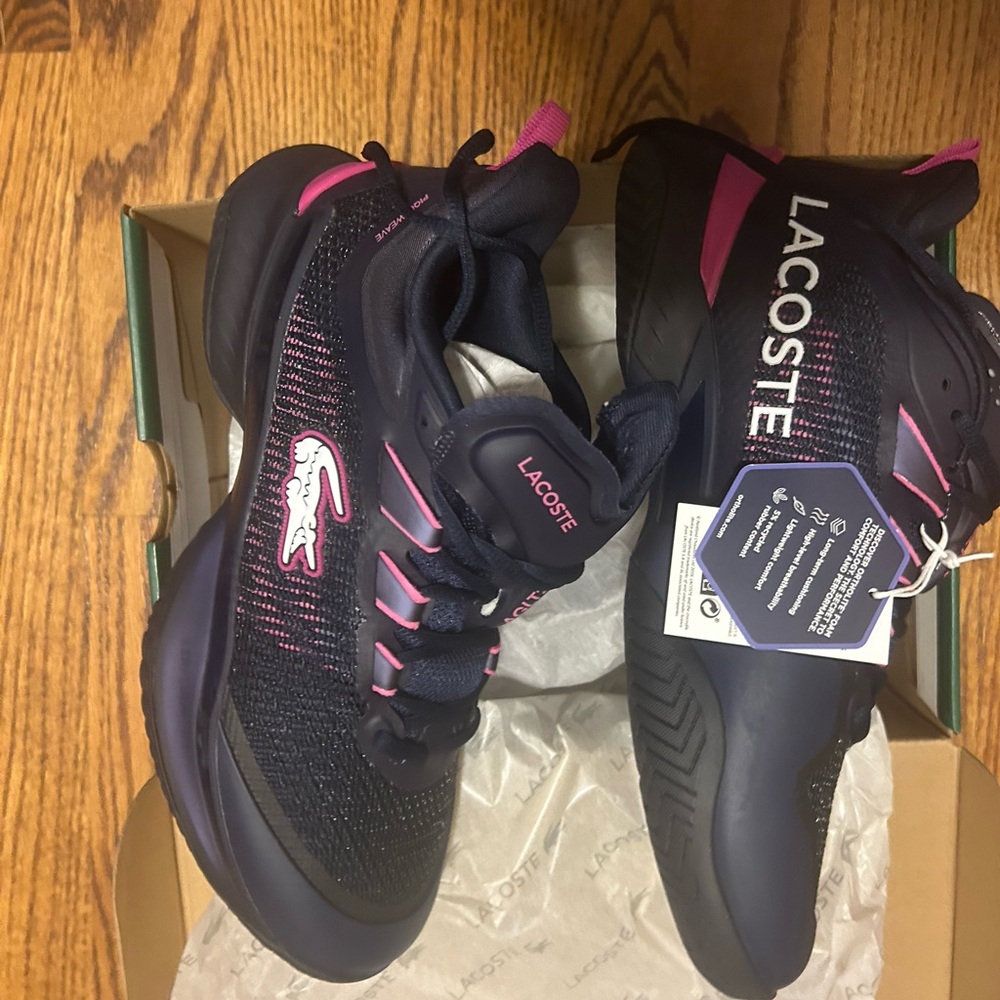 Lacoste Women's Navy and Pink All Court Pickleball or Tennis Shoe New With tags!
